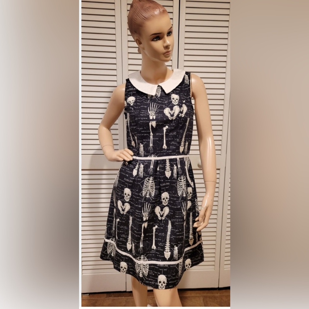 Skeleton Print Black and White Dress modcloth